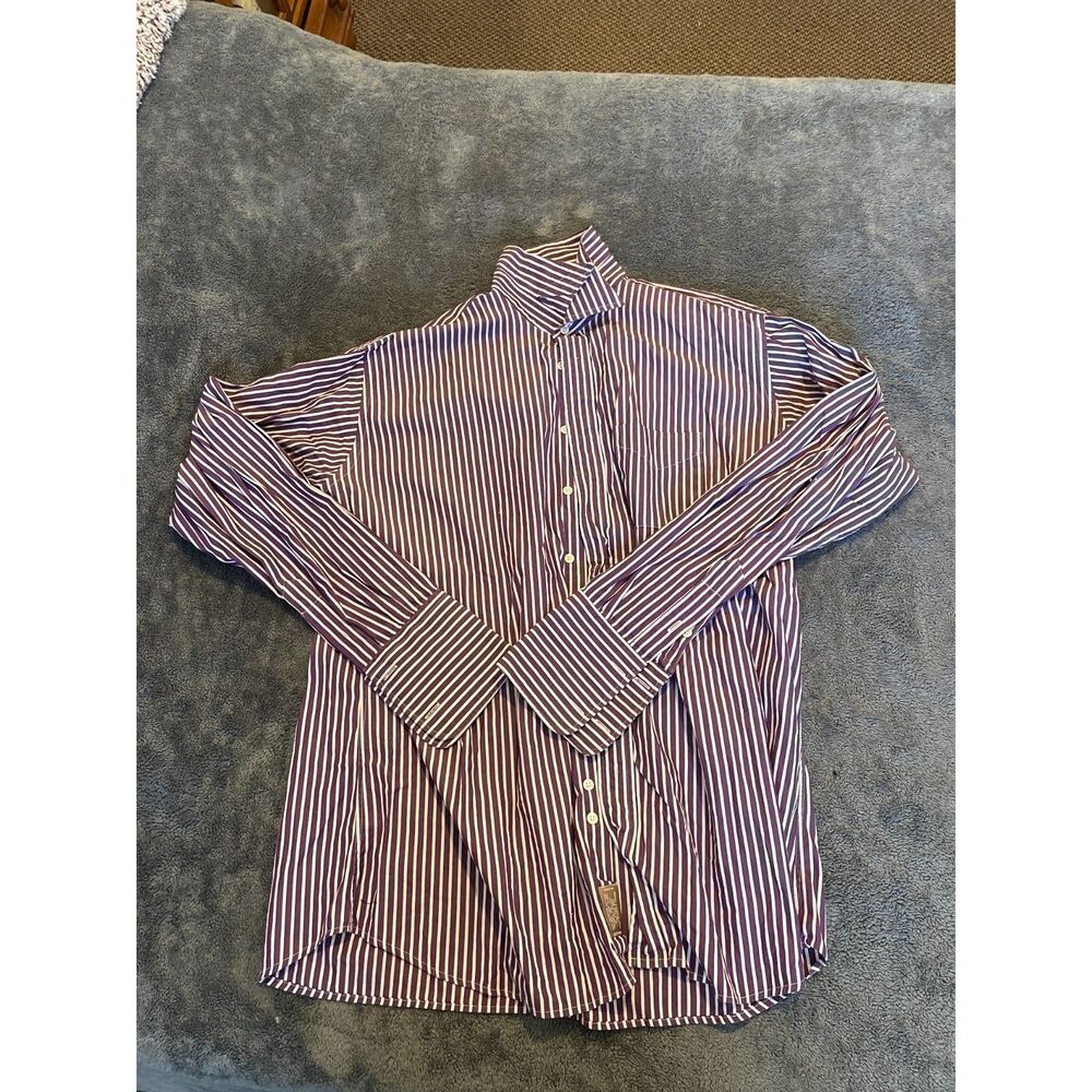 💜 Peter Elliot Purple Striped Button-Up
